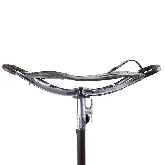 Outdoor Leather Stick With Portable Seat Stainless Steel Foldable Stool NEW - Picture 4 of 14